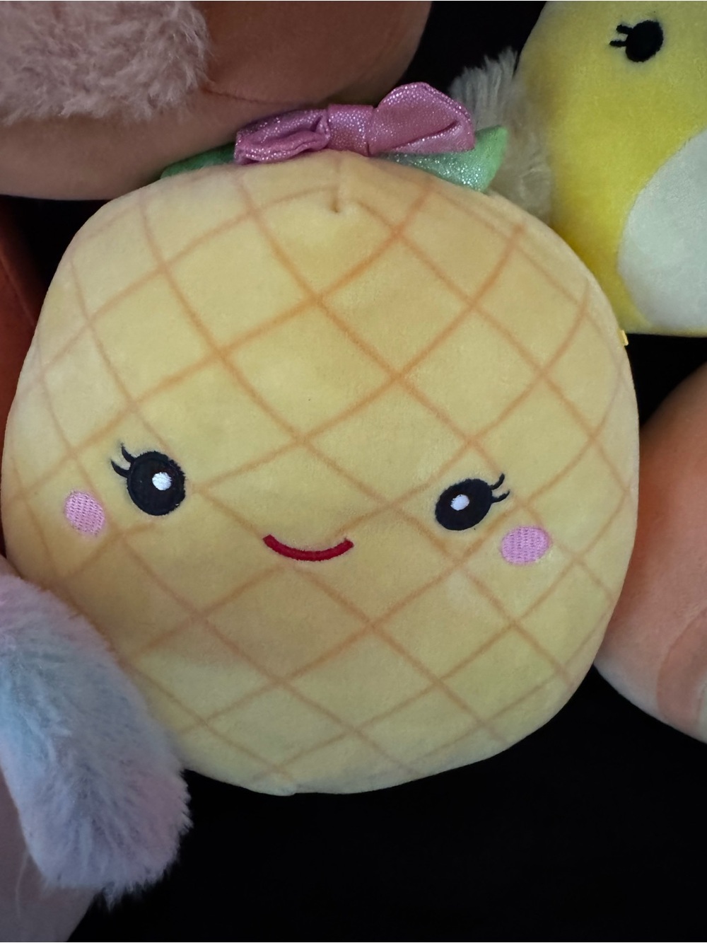 Squishmallows Yellow Pineapple Plush with Pink Bow